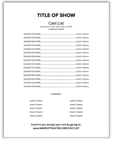 cast sheet template